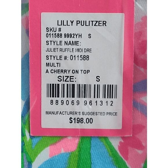 💗💚 LILLY PULITZER Juliet Ruffle V-Neck Midi Dress SIZE S NEW WITH TAGS - Picture 8 of 13